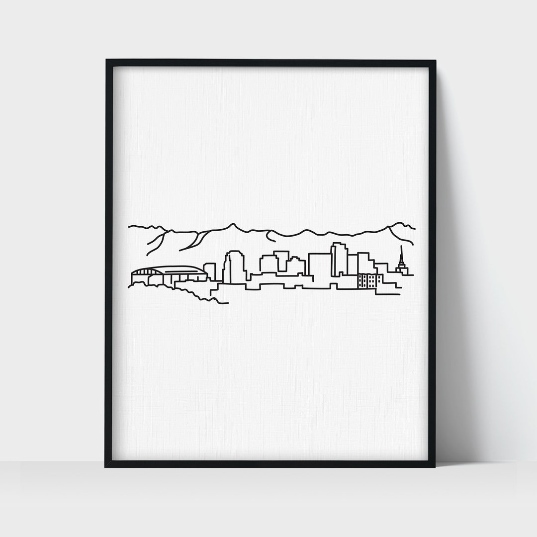 Phoenix Arizona Skyline Wall Art Print / Minimalista Black & Etsy España