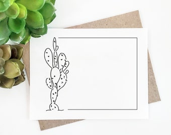 The Cactus Family Watercolor Printed Blank Note Card &amp; Post - Etsy