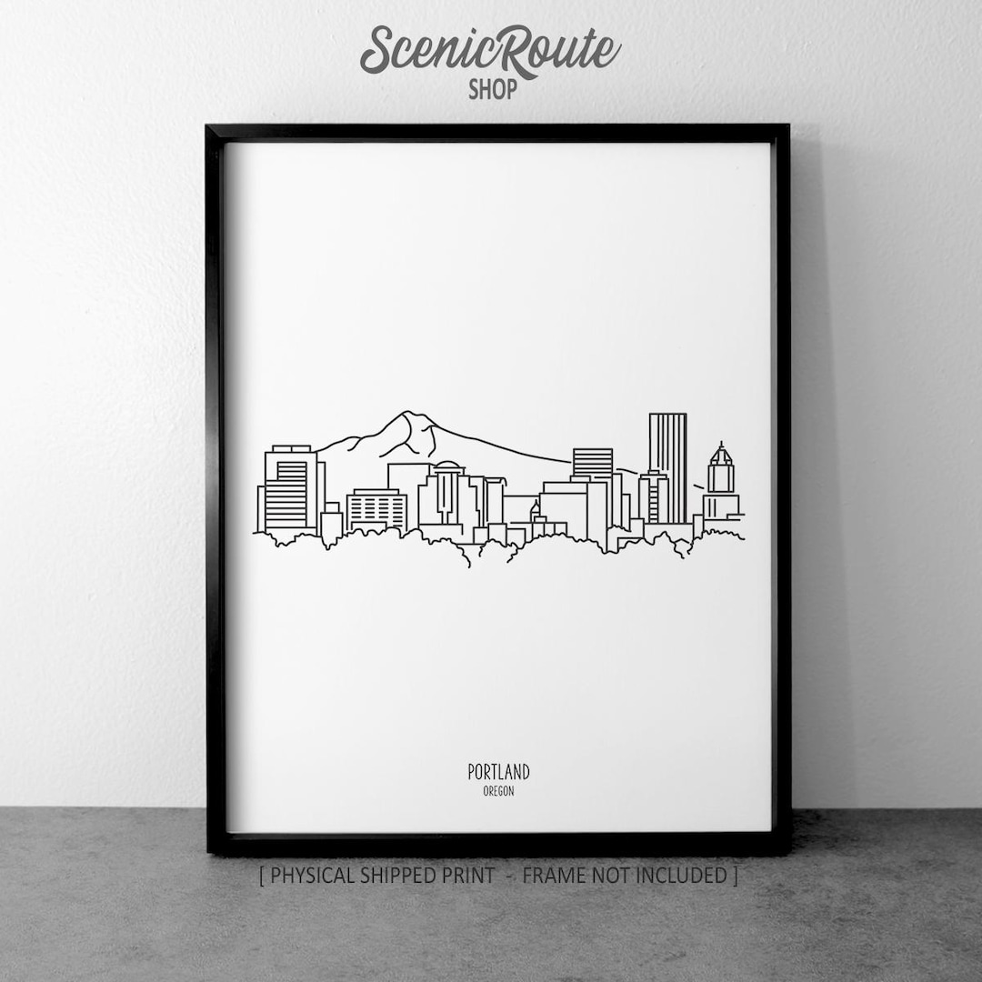 Portland Skyline Drawing Art Print: Oregon Minimalist Line Art,modern ...