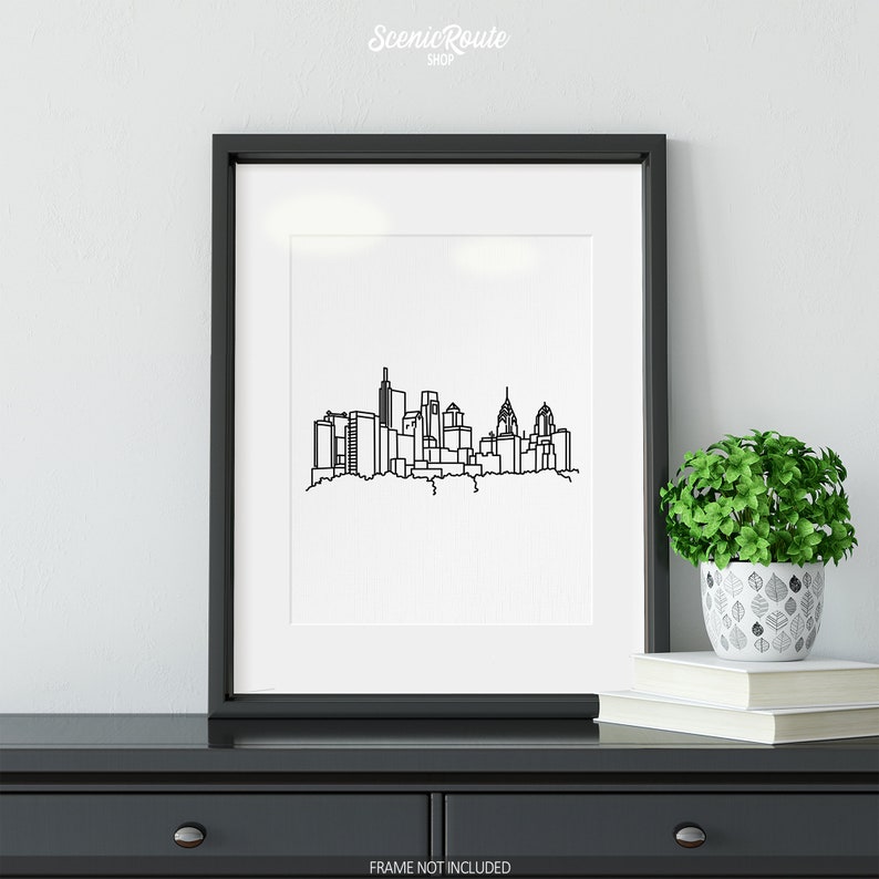 Philadelphia Pennsylvania Skyline Wall Art Print Minimalist Black & White Line Art Drawing Physical Print Ready to Frame Travel Décor image 4