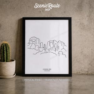 アート・デザイン・音楽 Dessins Tout-Terrain Camelback Line Art Print, Minimalist Black & White Arizona North