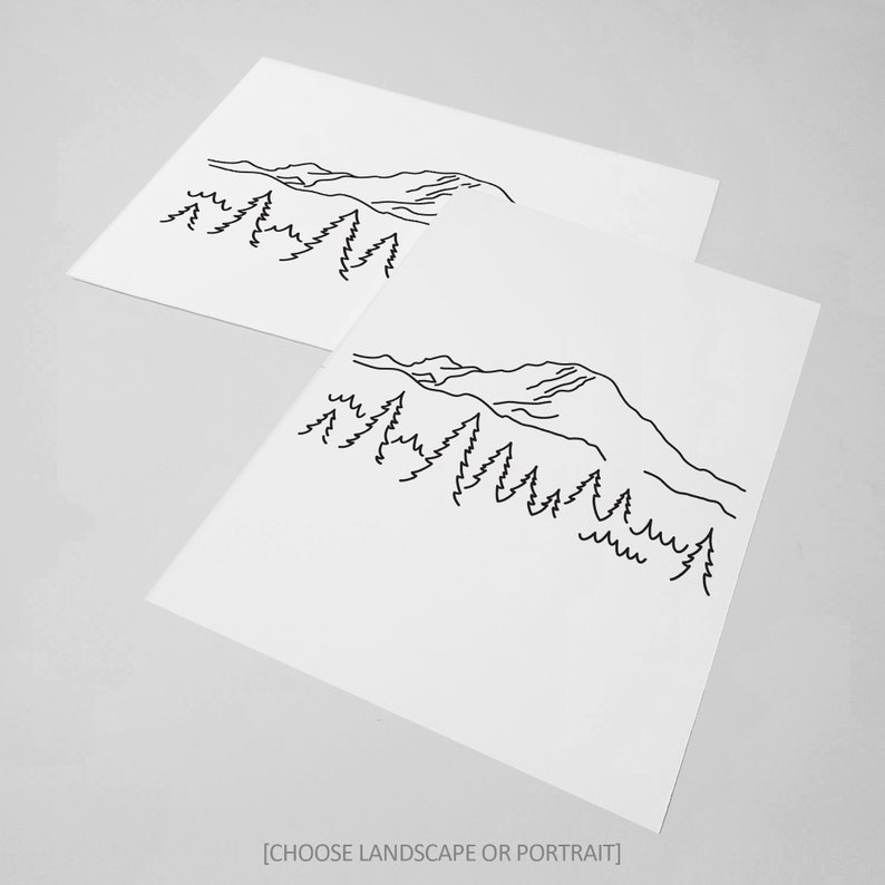 Mount Rainier National Park Line Art Drawing Unframed Print - Etsy
