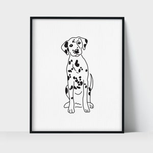 Dalmatian Dog Wall Art Print | Minimalist Black & White Line Art Drawing | Physical Print Ready to Frame | Pet Portrait | Pet Memorial