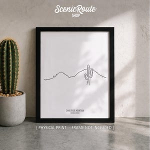 Camelback Line Art Print, Minimalist Black & White Arizona North
