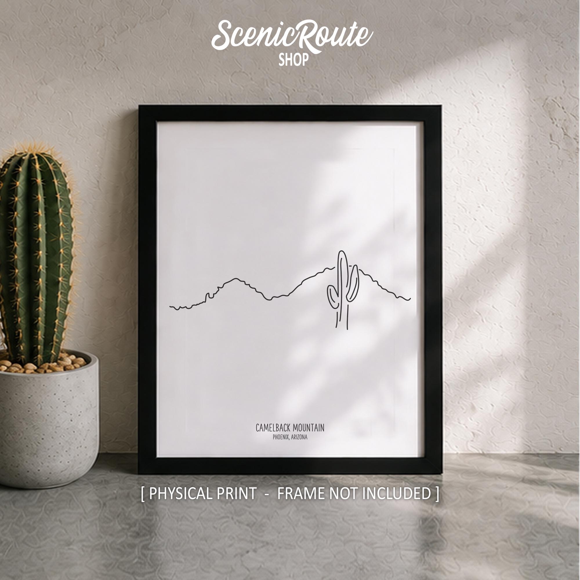 Camelback Silhouette Line Art Print, Minimalist Black & White