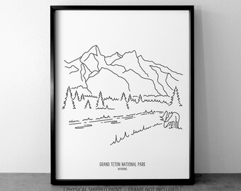 米山舞　ING ROUGH&SKETCH LINE WORK Death Valley National Park Drawing Art Print: Minimalist Line Art