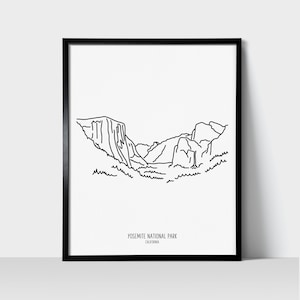 Yosemite National Park - Line Art Drawing Unframed Print