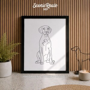 Pointer Line Art Print,  Minimalist Black & White Personalized English Pointer Dog Portrait Drawing