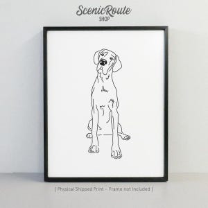 Great Dane Dog Drawing Art Print (Unframed), Great Dane Line Art Illustration, Minimalist Modern Wall Art, Dog Sketch Poster