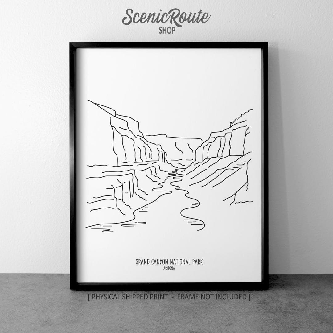 Grand Canyon National Park Drawing Art Print: Arizona Minimalist