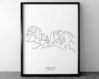 Camelback Mountain Silhouette Line Art Print: Arizona Landscape