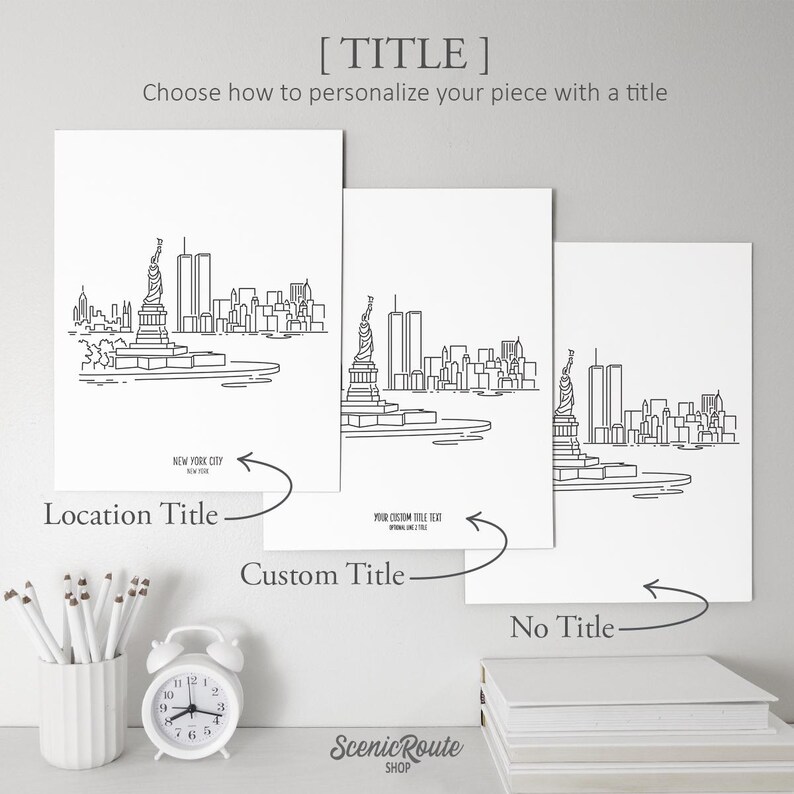 New York City Skyline Drawing Art Print: NYC Twin Towers Minimalist ...