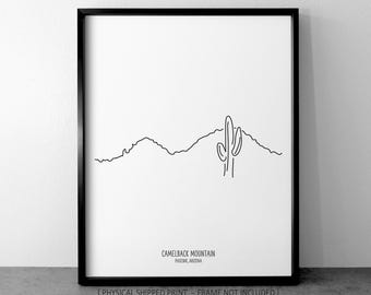 Camelback Mountain Line Art Print: Arizona Landscape, Minimalist