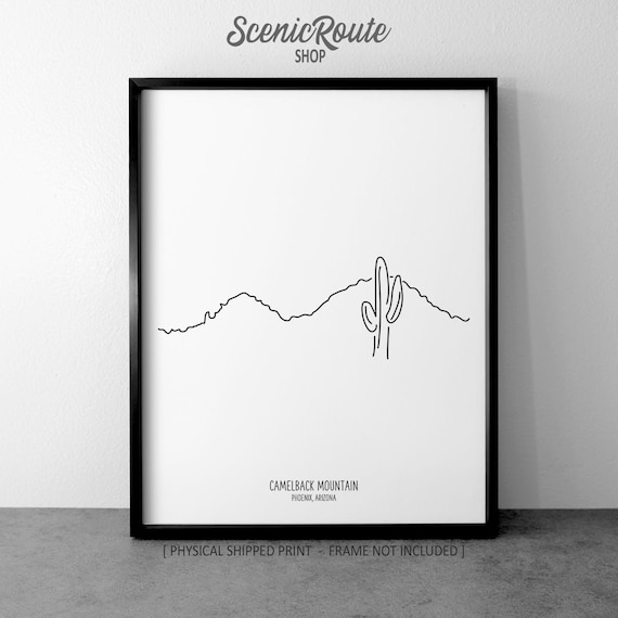 Camelback Mountain Silhouette Line Art Print: Arizona Landscape