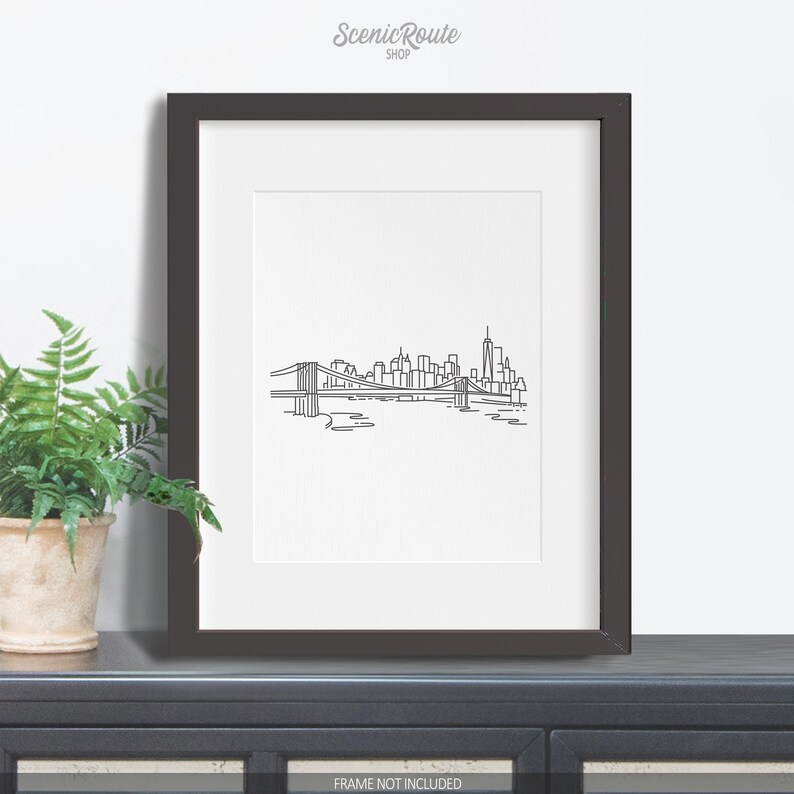 New York City Skyline Drawing Art Print: NYC Freedom Tower Minimalist ...