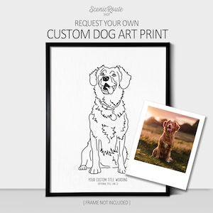 Custom Dog Art Print from Your Own Photo - Unframed Physical Print | Personalized Black & White Minimalist Line Drawing | Custom Poster