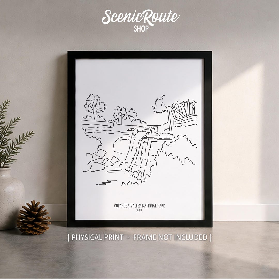 Cuyahoga Valley National Park Line Art Print, Minimalist Black