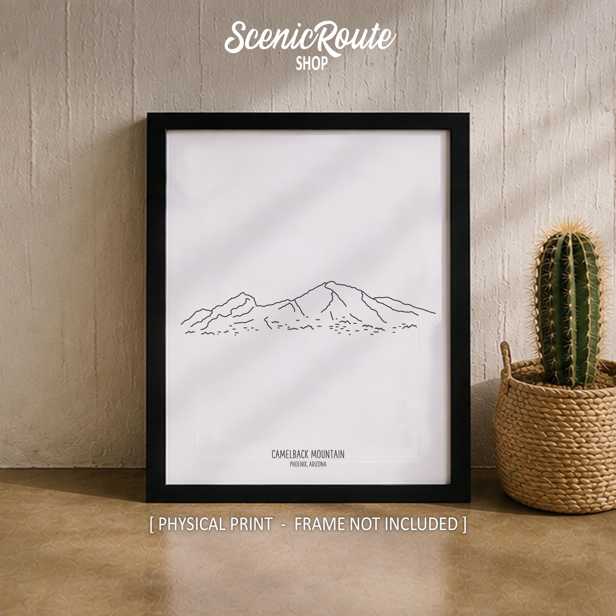Camelback Line Art Print, Minimalist Black & White Arizona North