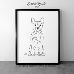 Australian Cattle Dog Line Art Print: Heeler Sketch, Modern Dog Wall Decor