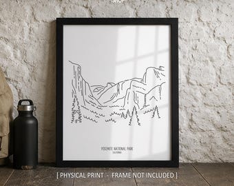 Grand Teton National Park Line Art Print, Minimalist Black & White