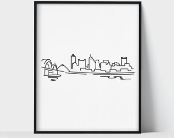 Memphis Tennessee Skyline Wall Art Print | Minimalist Black & White Line Art Drawing | Physical Print Ready to Frame | Travel Décor