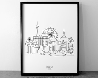 Las Vegas Skyline Drawing Art Print: Nevada Minimalist Line Art