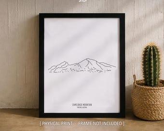アート・デザイン・音楽 Dessins Tout-Terrain Camelback Line Art Print, Minimalist Black & White Arizona North