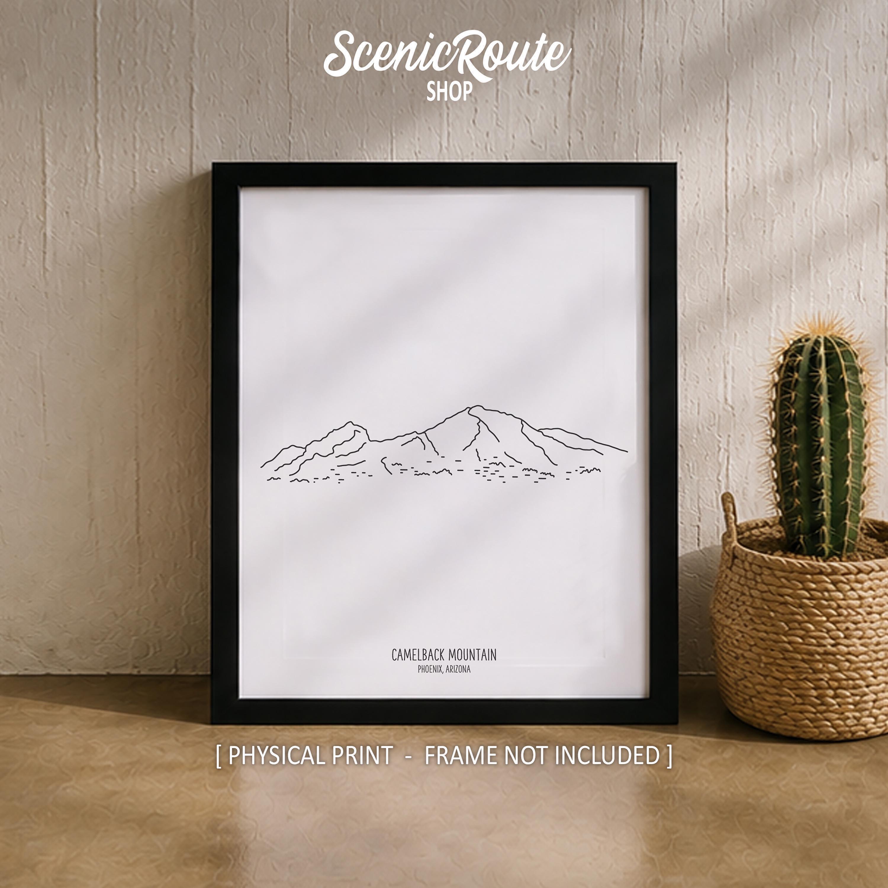 Camelback Line Art Print, Minimalist Black & White Arizona North