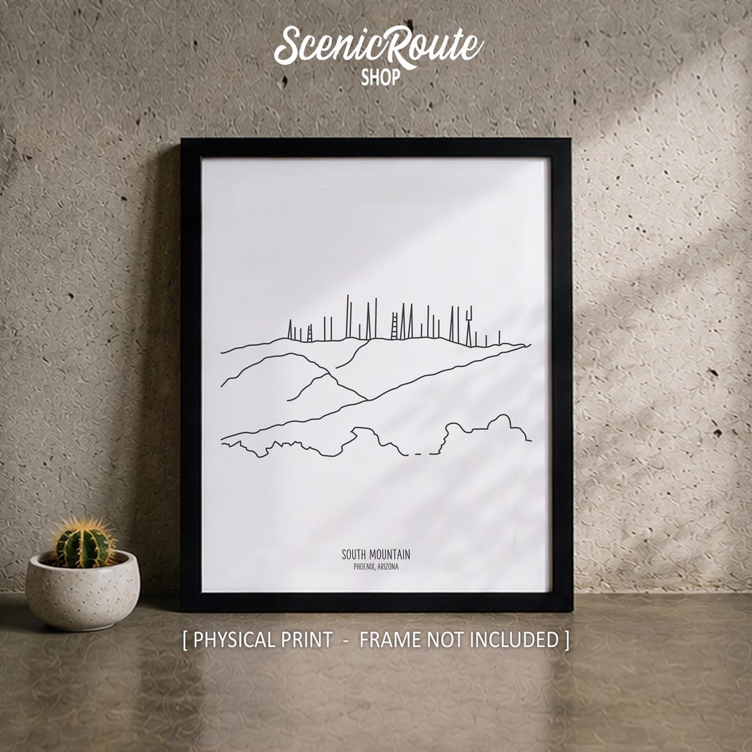 South Mountain Line Art Print, Minimalist Black & White Phoenix