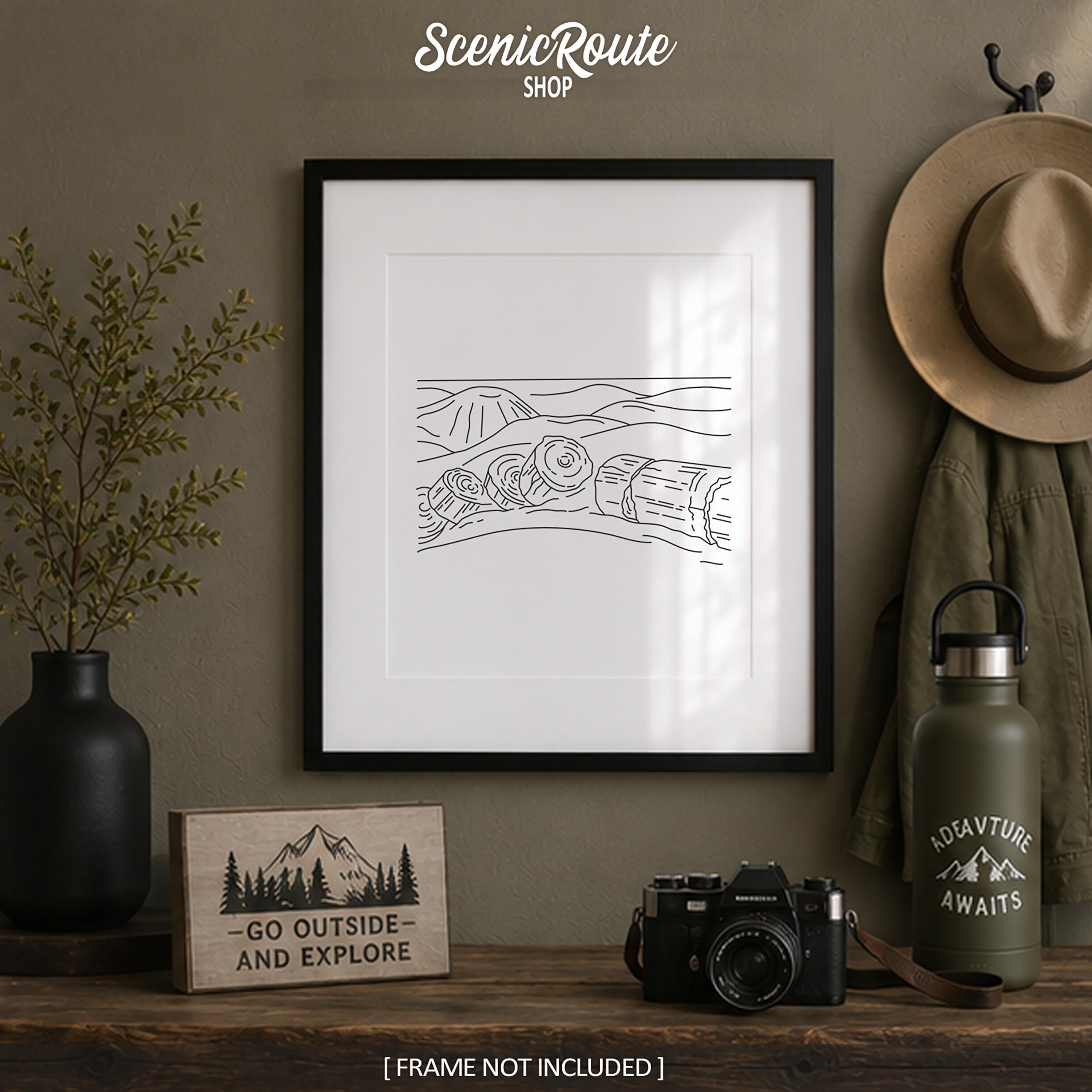 Petrified Forest National Park Line Art Print, Minimalist Black
