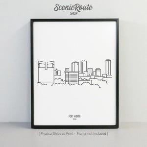 Fort Worth Texas Skyline Drawing Art Print (Unframed), Fort Worth Line Art Illustration, Minimalist Modern Wall Art, Skyline Sketch Poster