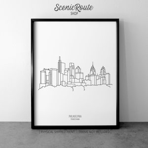 Philadelphia Skyline Art Print: Minimalist Line Drawing, Handmade