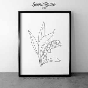 Flower Lily of the Valley Drawing Art Print (Unframed), Blossom Line Art Illustration, Minimalist Modern Wall Art, Floral Sketch Poster