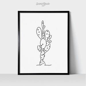 Prickly Pear Cactus - Line Art Drawing Unframed Print
