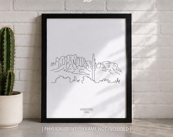 South Mountain Line Art Print, Minimalist Black & White Phoenix