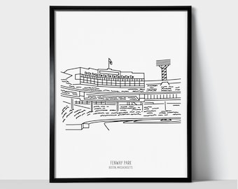 Boston Fenway Park - Sports Line Art Drawing Unframed Print