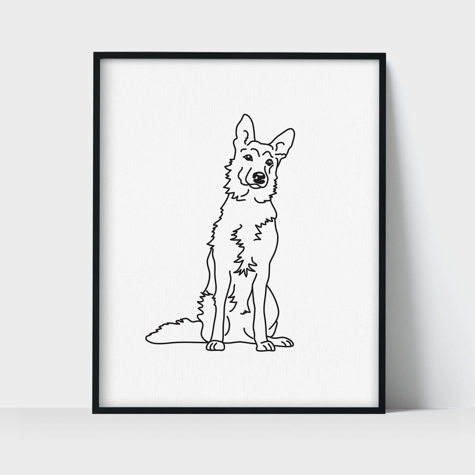 German Shepherd Dog Line Art Drawing Unframed Print - Etsy