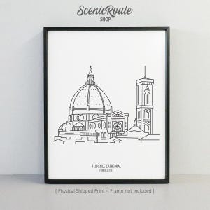 Duomo Florence Italy Drawing Art Print (Unframed), Travel Line Art Illustration, Minimalist Modern Wall Art, Travel Sketch Poster