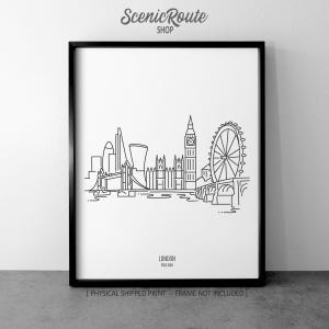 London England Skyline Drawing Art Print (Unframed), London Line Art Illustration, Minimalist Modern Wall Art, Skyline Sketch Poster