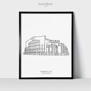 Indianapolis Colts Stadium Art Print | Black & White Line Art Drawing | Physical Print | Indiana Sports Décor | Football Stadium Art Print