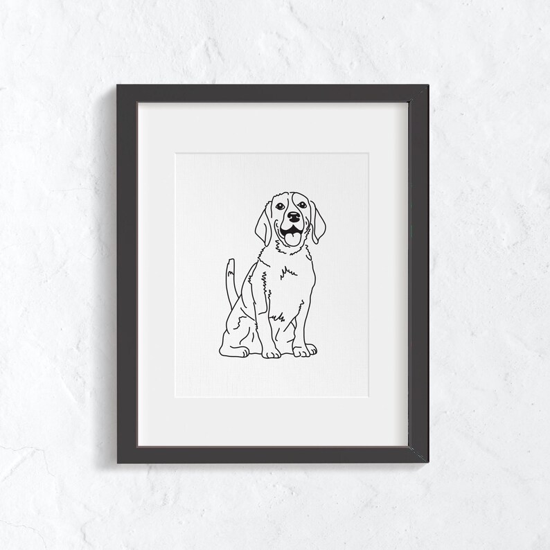 Beagle Line Art Minimalist Wall Art Drawing Dogs & Pets Etsy