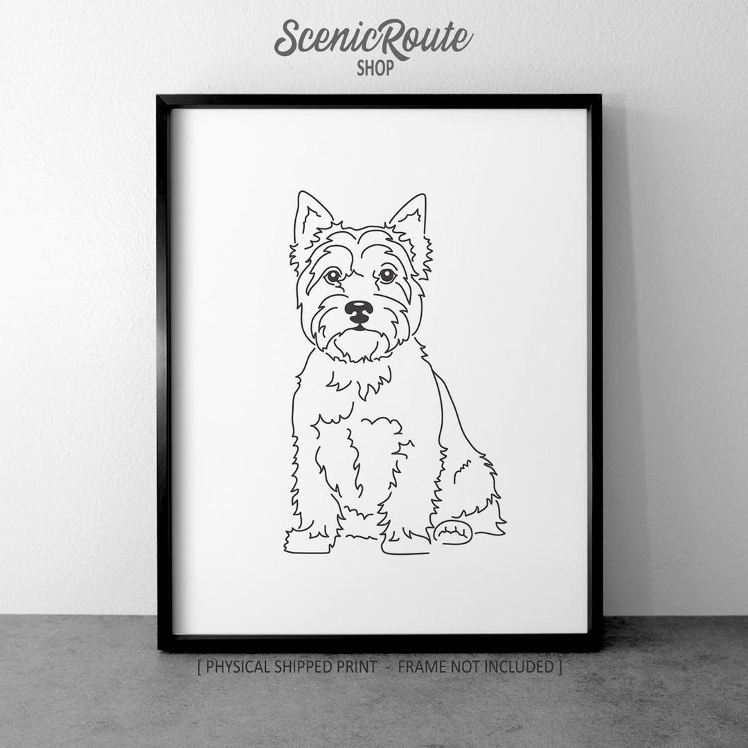 West Highland Terrier Drawing Art Print: Westie Pet Portrait Minimalist ...
