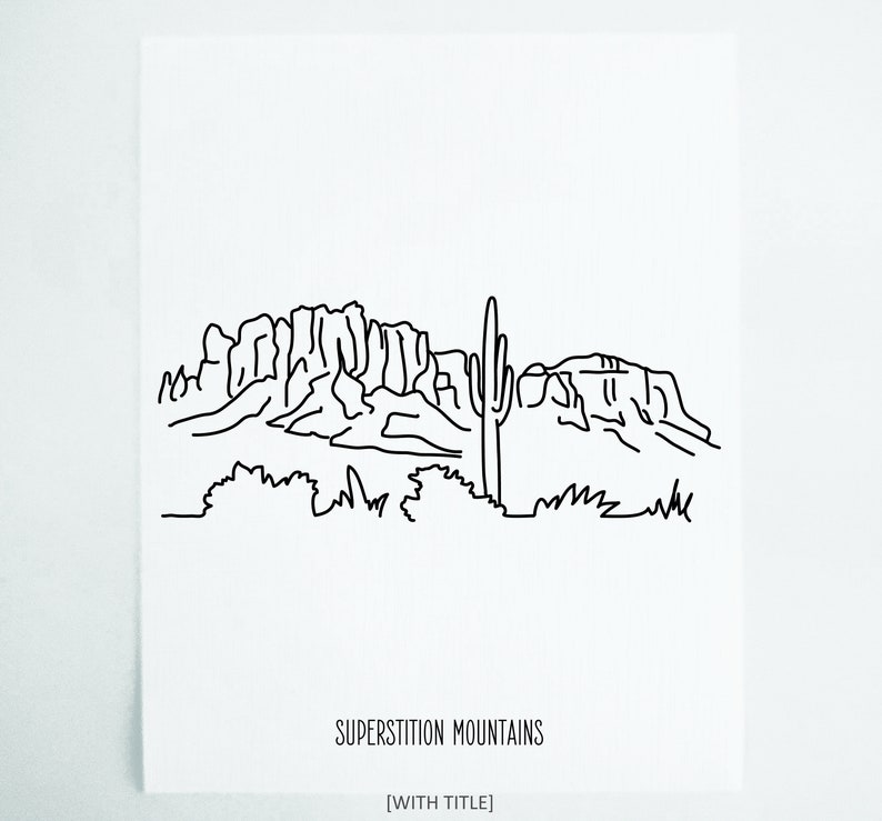 Superstition Mountains Phoenix Arizona Line Art Minimalist Etsy
