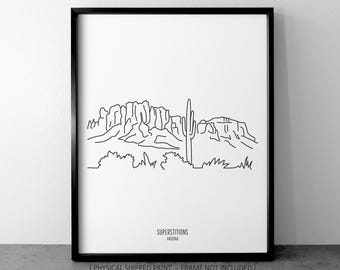 Four Peaks Arizona Art Print: Minimalist Mountain Landscape - Etsy