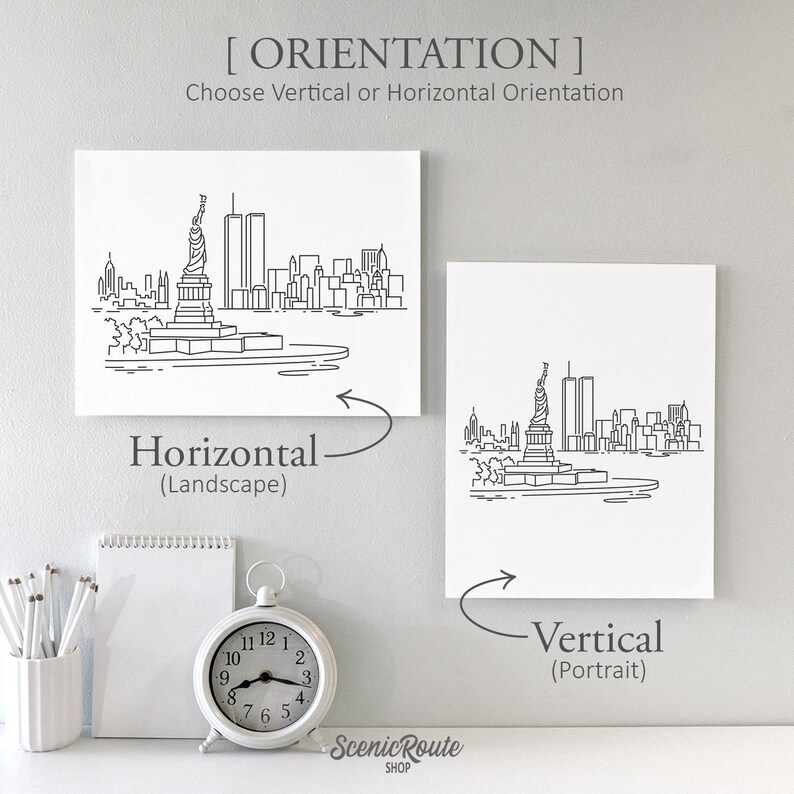 New York City Skyline Drawing Art Print: NYC Twin Towers Minimalist ...