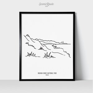 Indiana Dunes National Park - Line Art Drawing Unframed Print
