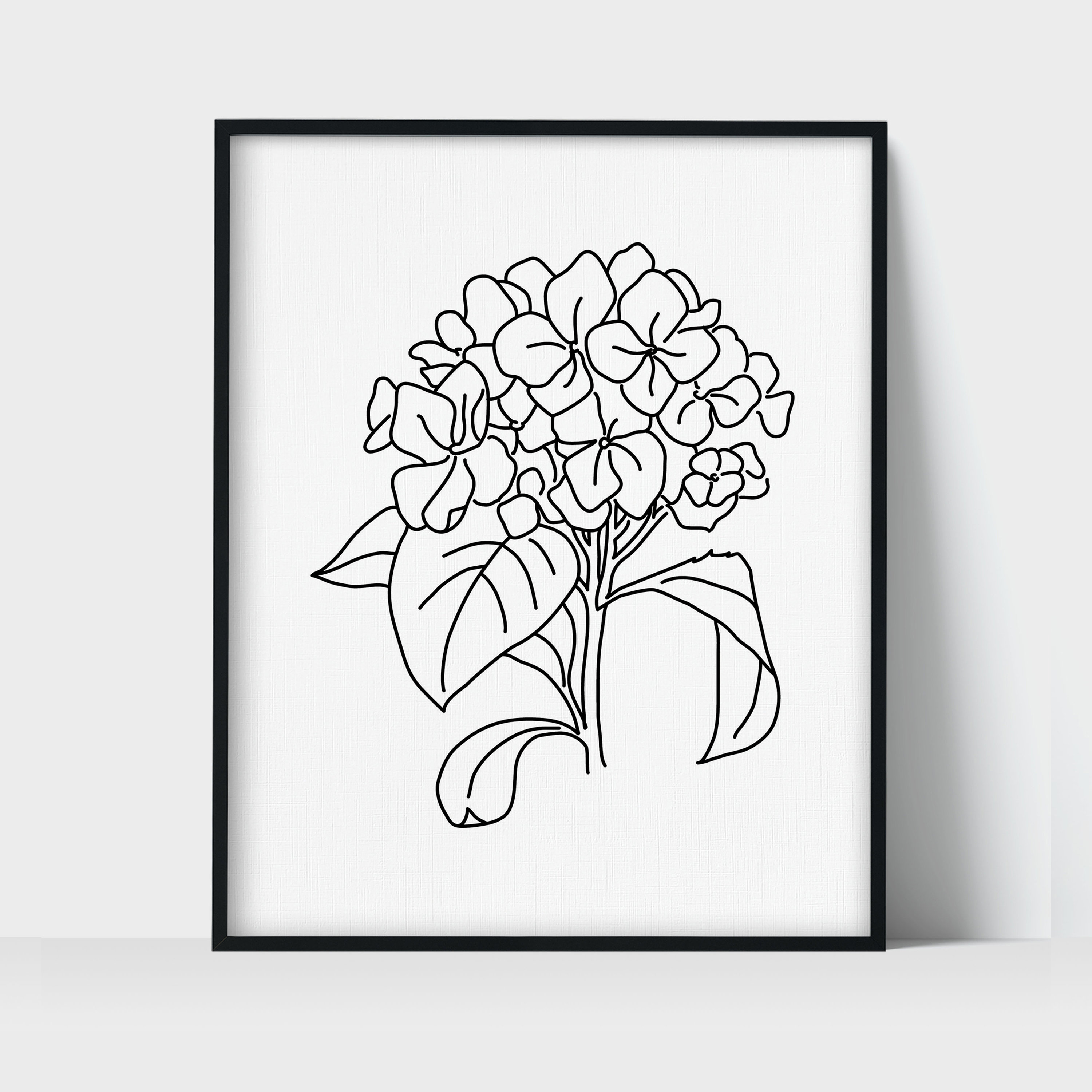Flower Hydrangea Botanical Line Art Drawing Unframed Print - Etsy