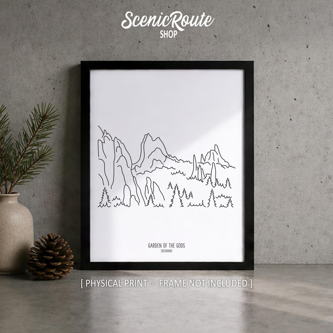 アート・デザイン・音楽 Dessins Tout-Terrain Garden of the Gods Line Art Print, Minimalist Black & White