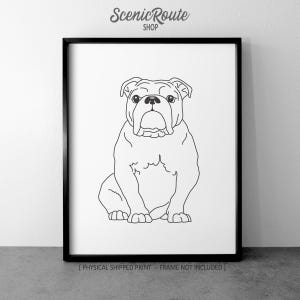 Bulldog Drawing Art Print: Personalized Dog Pet Portrait Minimalist Line Art