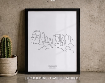 Camelback Line Art Print, Minimalist Black & White Arizona North
